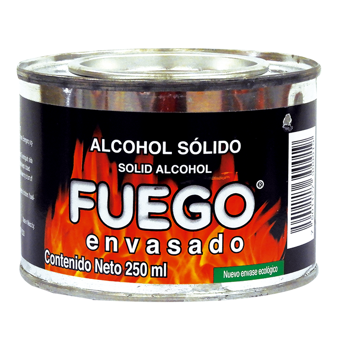 ALCOHOL SOLIDO FUEGO ENVASADO LATA 250  ML. 200  MG.