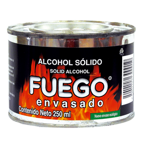ALCOHOL SOLIDO FUEGO ENVASADO LATA 250  ML. 200  MG.