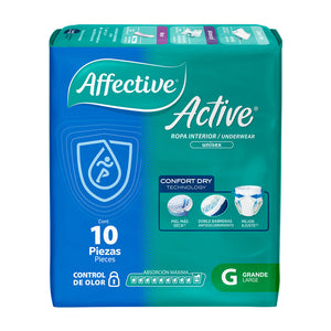 ROPA INTERIOR DESECHABLE AFFECTIVE ACTIVE PARA INCONTINENCIA TALLA GRANDE 10  PZA.