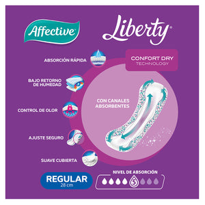 TOALLAS PARA INCONTINENCIA FEMENINA AFFECTIVE LIBERTY REGULAR 16  PZA.