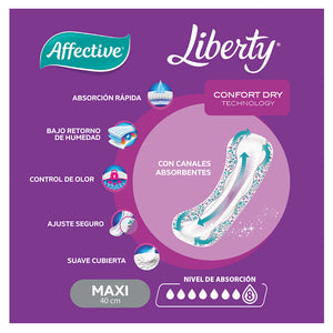 TOALLAS PARA INCONTINENCIA FEMENINA AFFECTIVE LIBERTY MAXI 10  PZA.