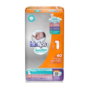 PAÑAL INFANTIL BBTIPS SENSITIVE TALLA 1 40  PZA.