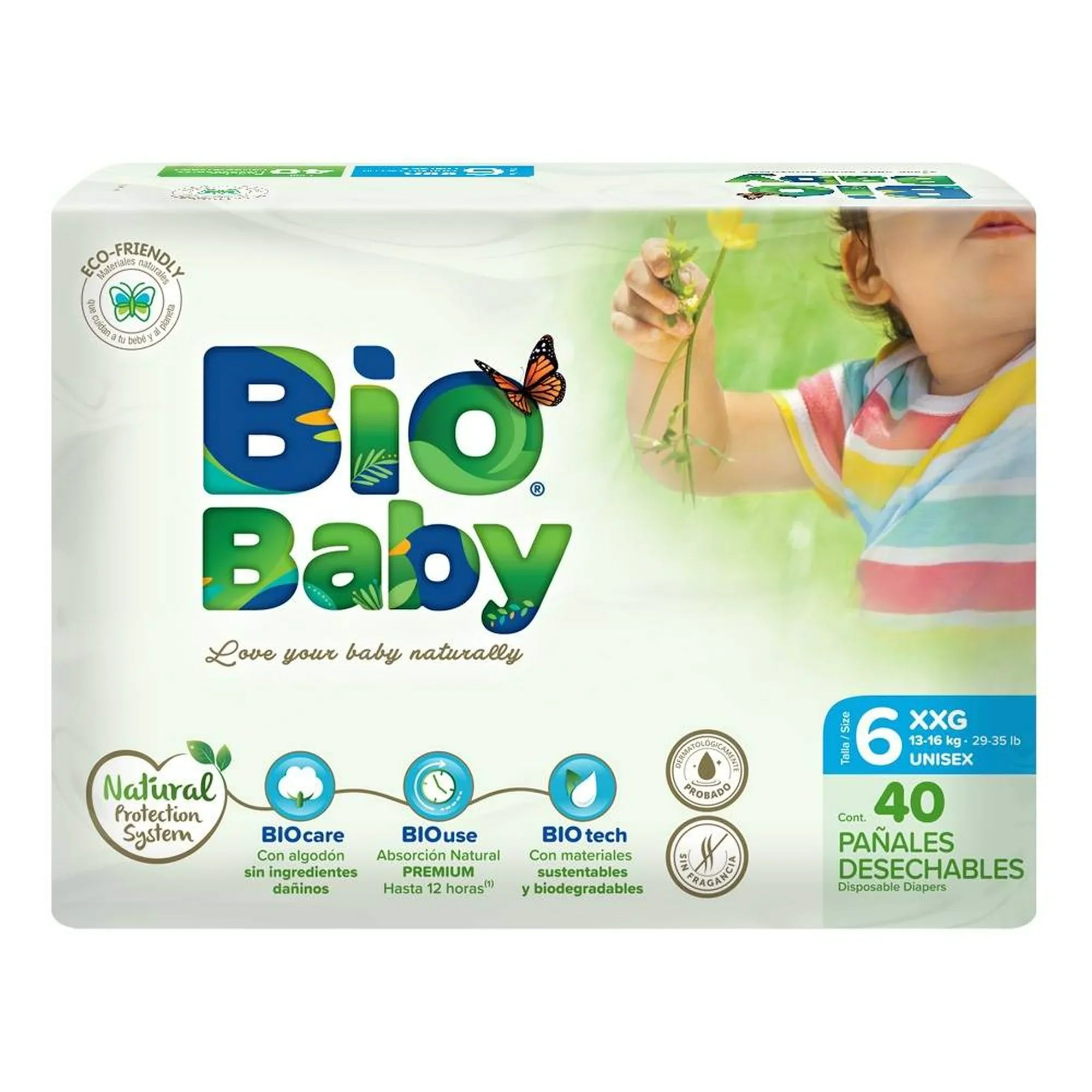 PAÑAL INFANTIL BIO BABY XX GRANDE TALLA 6 40  PZA.