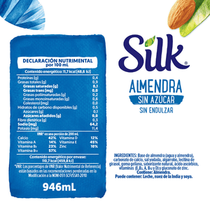 ALIMENTO LIQUIDO DE ALMENDRA SIN AZUCAR SILK 946  ML.
