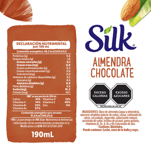 ALIMENTO LIQUIDO DE ALMENDRA SABOR CHOCOLATE SILK 190  ML.