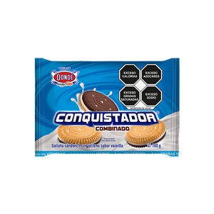 GALLETA SANDWICH CONQUISTADOR COMBINADO DONDE CHAROLA 180  GR.