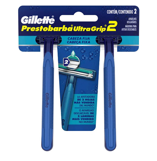 Gillette Rastrillo Para Afeitar Desechable Ultragrip2 Con 2 Hojas Y Cabeza Fija 2 Uds+ 2  PZA.