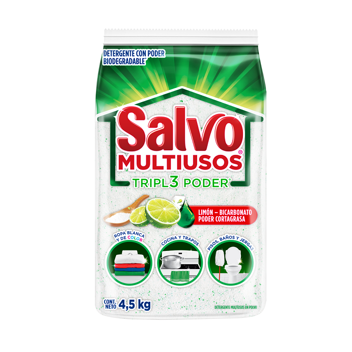 DETERGENTE EN POLVO SALVO MULTIUSOS 4.500  KG.