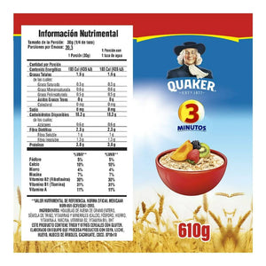 AVENA 3 MINUTOS QUAKER BOLSA 610  GR.