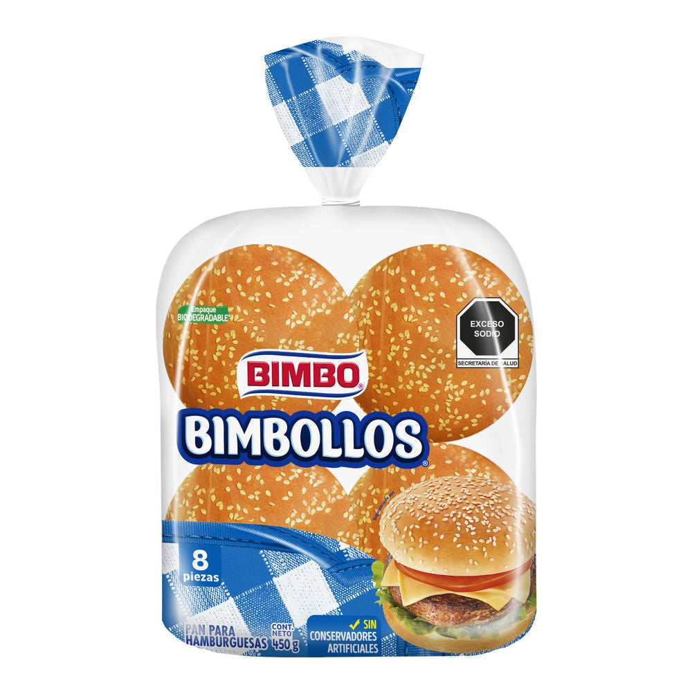 PAN P/HAMBURGUESA BIMBOLLOS 8 PZ BIMBO 450  GR.
