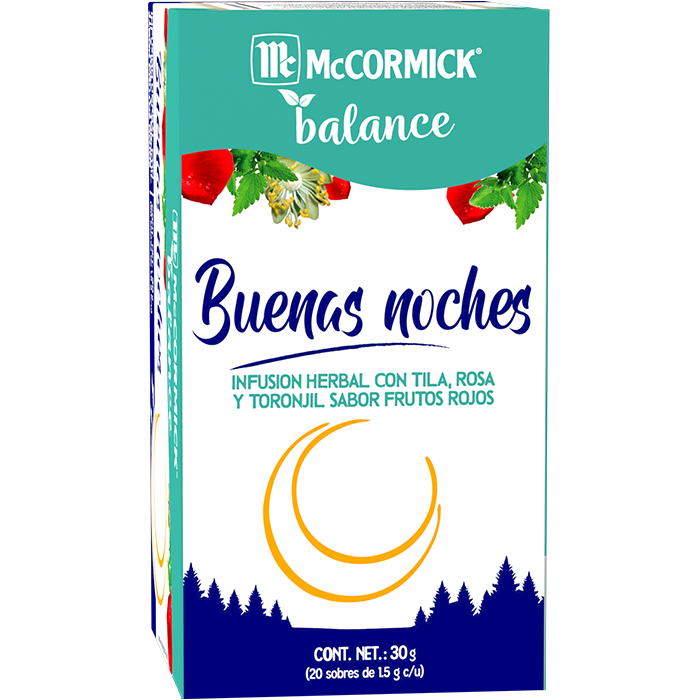 TÉ BALANCE INFUSIÓN HERBAL CON TILAROSA Y TORONJIL  SABOR FRUTOS ROJOS MCCORMICK 30  GR.