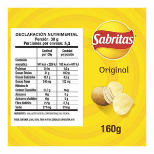 PAPAS SABRITAS SAL FAMILIAR 160  GR.