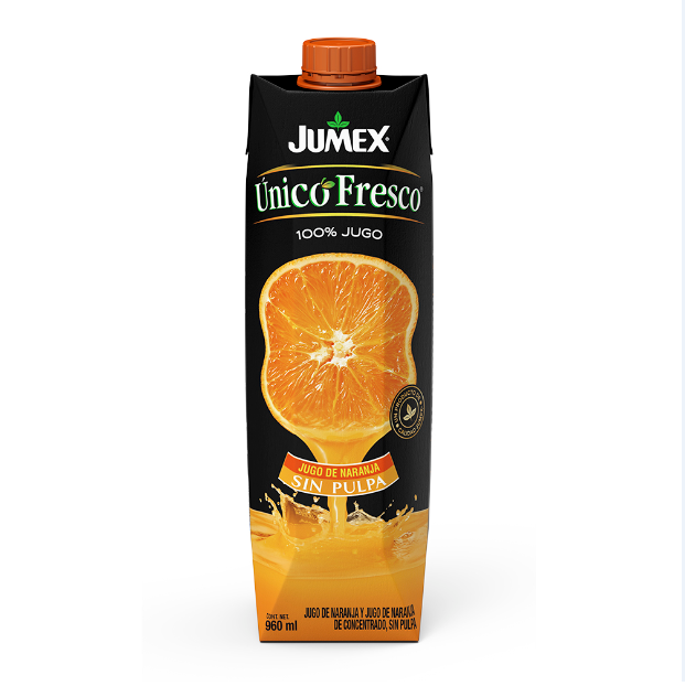 JUGO DE NARANJA UNICO FRESCO SIN PULPA 960  ML.