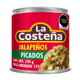 CHILES JALAPEÑOS PICADOS EN ESCABECHE LA COSTEÑA LATA 220  GR.
