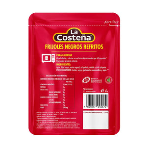 FRIJOLES NEGROS REFRITOS LA COSTEÑA BOLSA 400  GR.