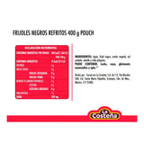 FRIJOLES NEGROS REFRITOS LA COSTEÑA BOLSA 400  GR.