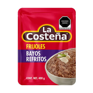FRIJOLES BAYOS REFRITOS LA COSTEÑA BOLSA 400  GR.
