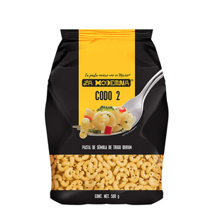 PASTA DE SEMOLA DE TRIGO DURUM CODO 2  LA MODERNA 500  GR.