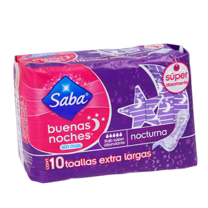 TOALLA FEMENINA SABA BUENAS NOCHES SIN ALAS 10  PZA.