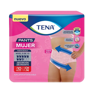 ROPA INTERIOR TENA PANTS MUJER MEDIANO 10  PZA.