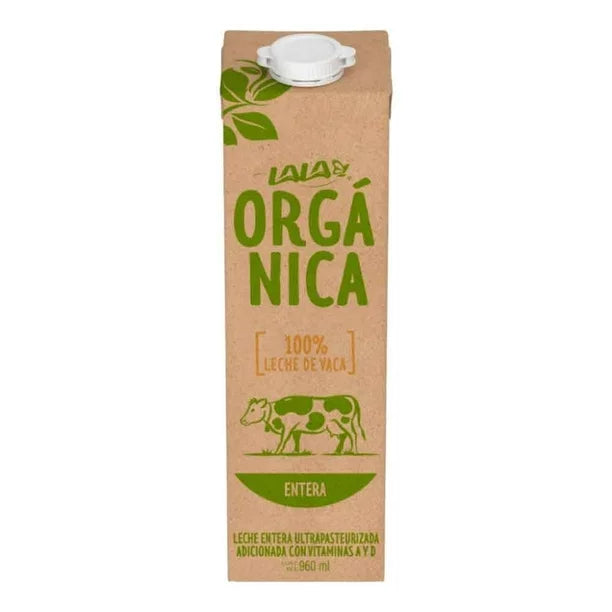 LECHE ORGANICA ENTERA LALA TETRA 960  ML.