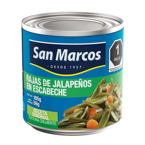 CHILES JALAPEÑOS EN RAJAS SAN MARCOS LATA 105  GR.
