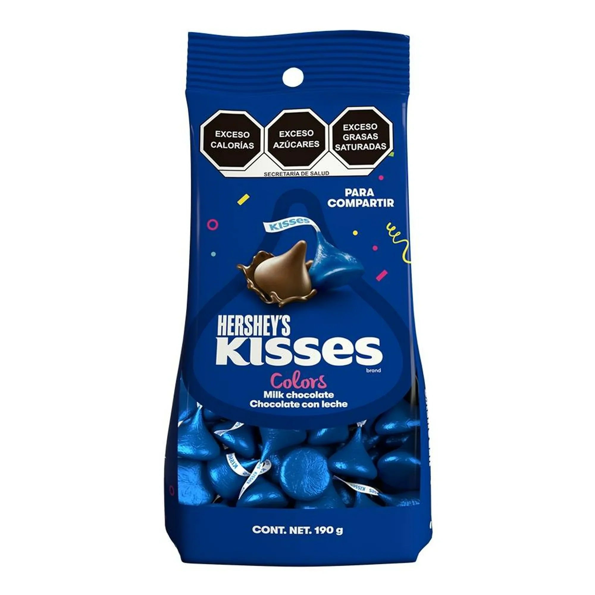 CHOCOLATE HERSHEYS KISSES FIESTA AZUL OSCURO DE 190G 190  GR.
