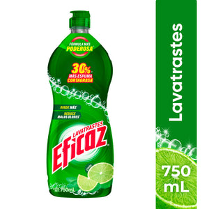 DETERGENTE LIQUIDO LAVATRASTES EFICAZ LIMON 750  ML.