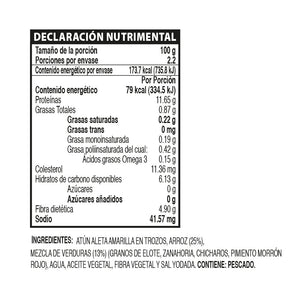 ATÚN ALETA AMARILLA CON ARROZ DOLORES POUCH 220  GR.