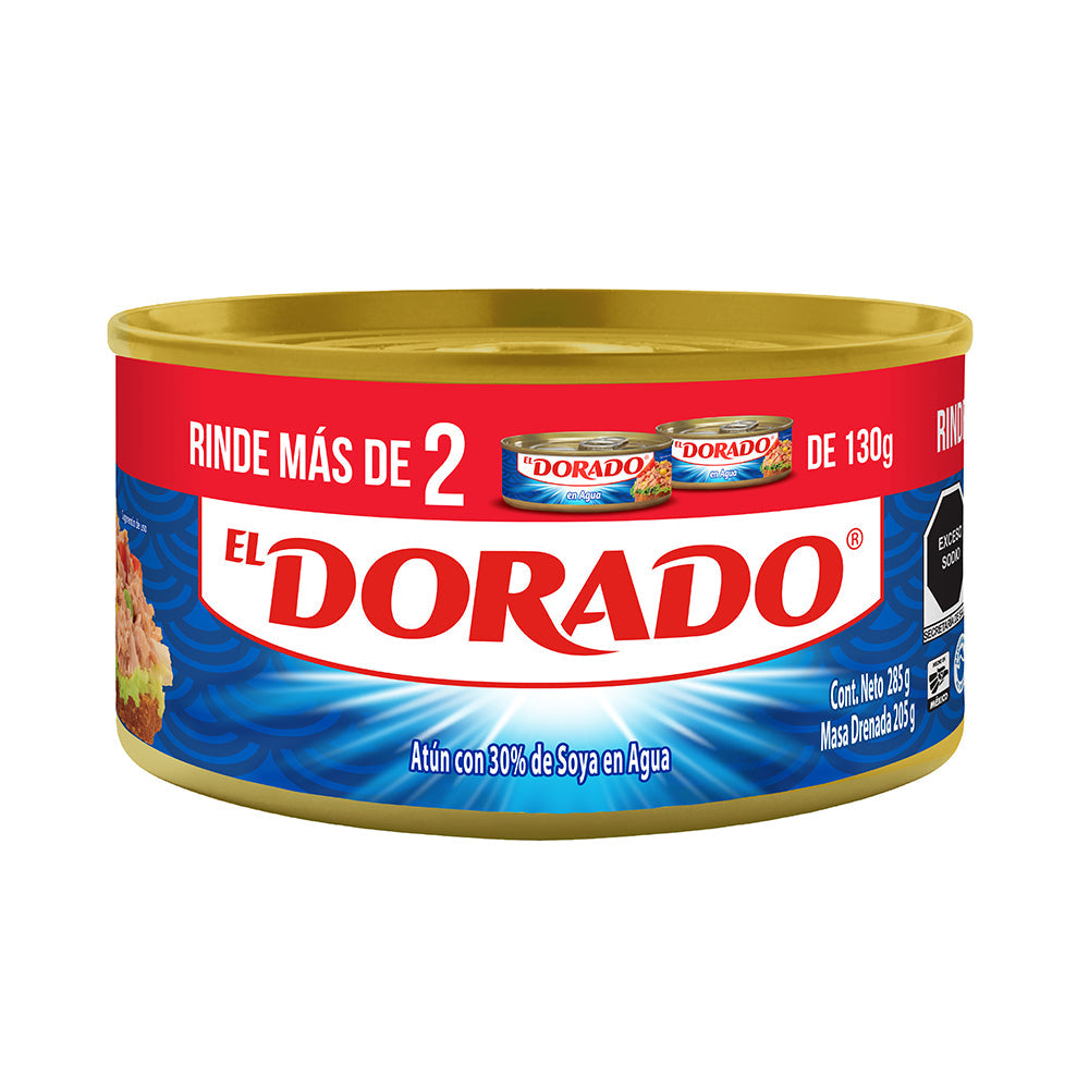ATÚN ALETA AMARILLA EL DORADO EN AGUA LATA 285  GR.