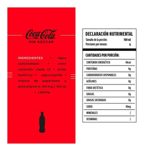 REFRESCO COCA COLA SIN AZUCAR PET 600  ML.