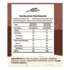 AVENA  EN POLVO SABOR CHOCOLATE RIVERO 400  GR.