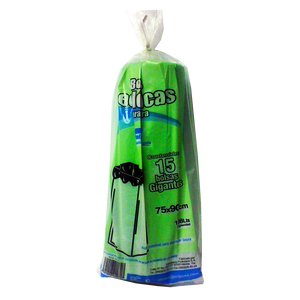 BOLSA PARA BASURA ECOLOGICA  GIGANTE 75 X 90 VERDE 15  PZA.