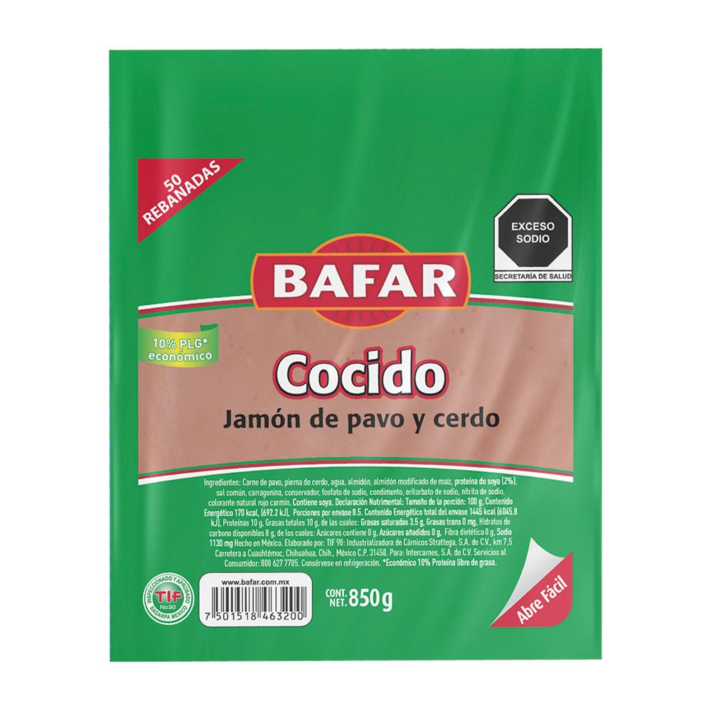 JAMON COCIDO BAFAR 40 REBANADAS 850  GR.