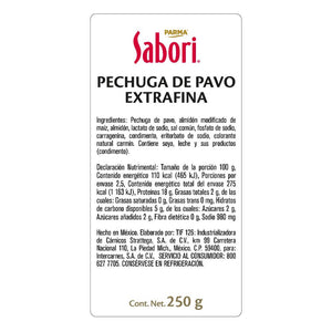 PECHUGA DE PAVO PARMA SABORI EXTRAFINA 250  GR.