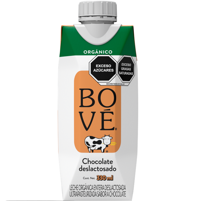 LECHE ORGANICA ENTERA DESLACTOSADA CHOCOLATE  BOVE 330  ML.
