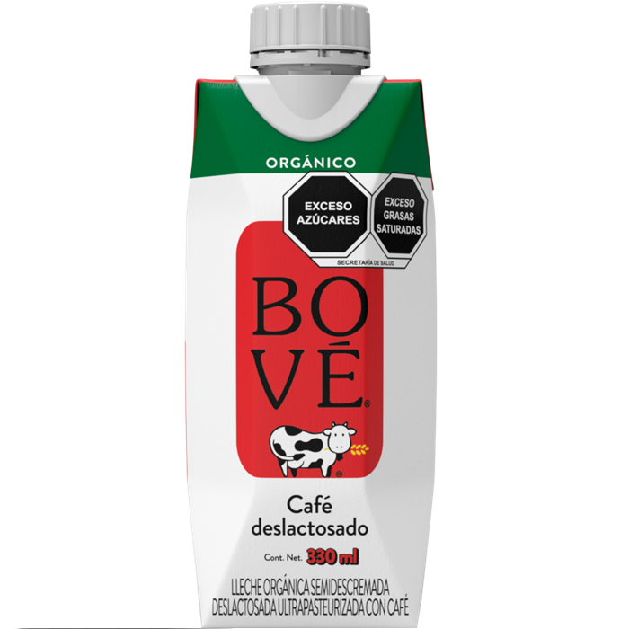 LECHE ORGANICA SEMIDESCREMADA CON CAFE BOVE 330  ML.