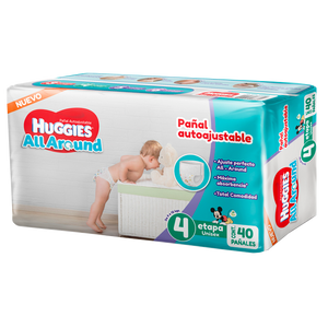 PAÑAL INFANTIL HUGGIES ALL AROUND ETAPA 4 UNISEX 40  PZA.