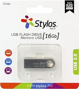 MEMORIA USB STYLOS ST100 16GB METAL 1  PZA.