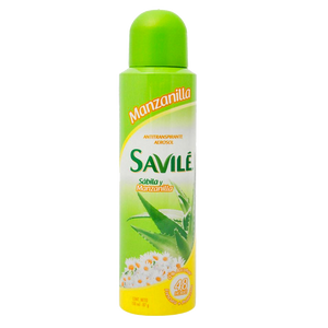 DESODORANTE AEROSOL SAVILÉ ANTITRANSPIRANTE SABILA Y MANZANILLA 150  ML.