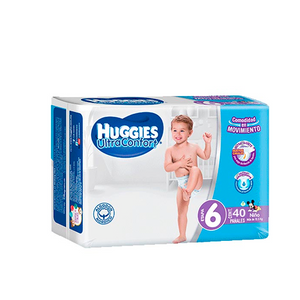 PAÑAL INFANTIL HUGGIES ULTRACONFORT ETAPA 6 NIÑO 40  PZA.
