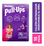 PAÑAL INFANTIL HUGGIES PULL UPS CALZÓN NIÑA 17-25 KG/ ENTRENADOR 15  PZA.