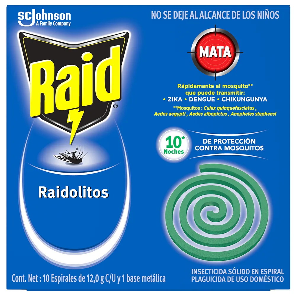 INSECTICIDA ESPIRAL RAIDOLITOS ANTI MOSQUITOS VERDE 10  PZA.