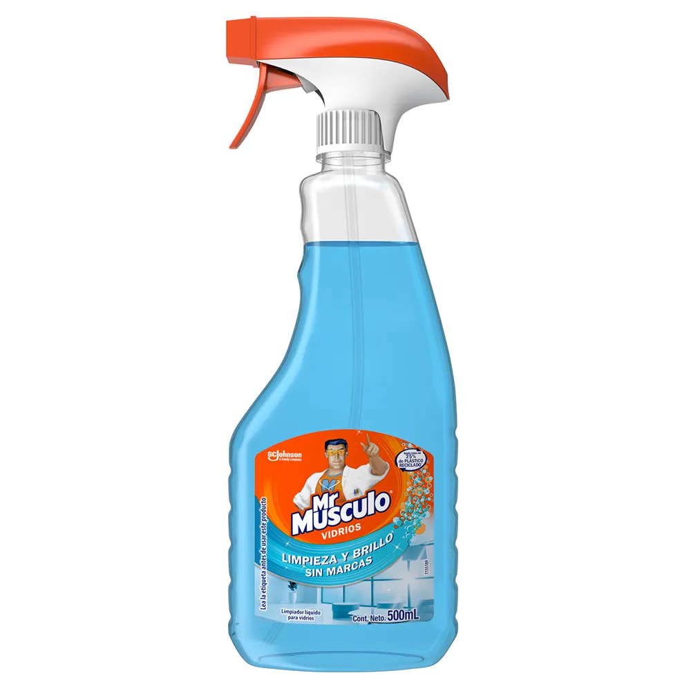 LIMPIADOR PARA VIDRIOS LÍQUIDO MR MUSCULO 500  ML.