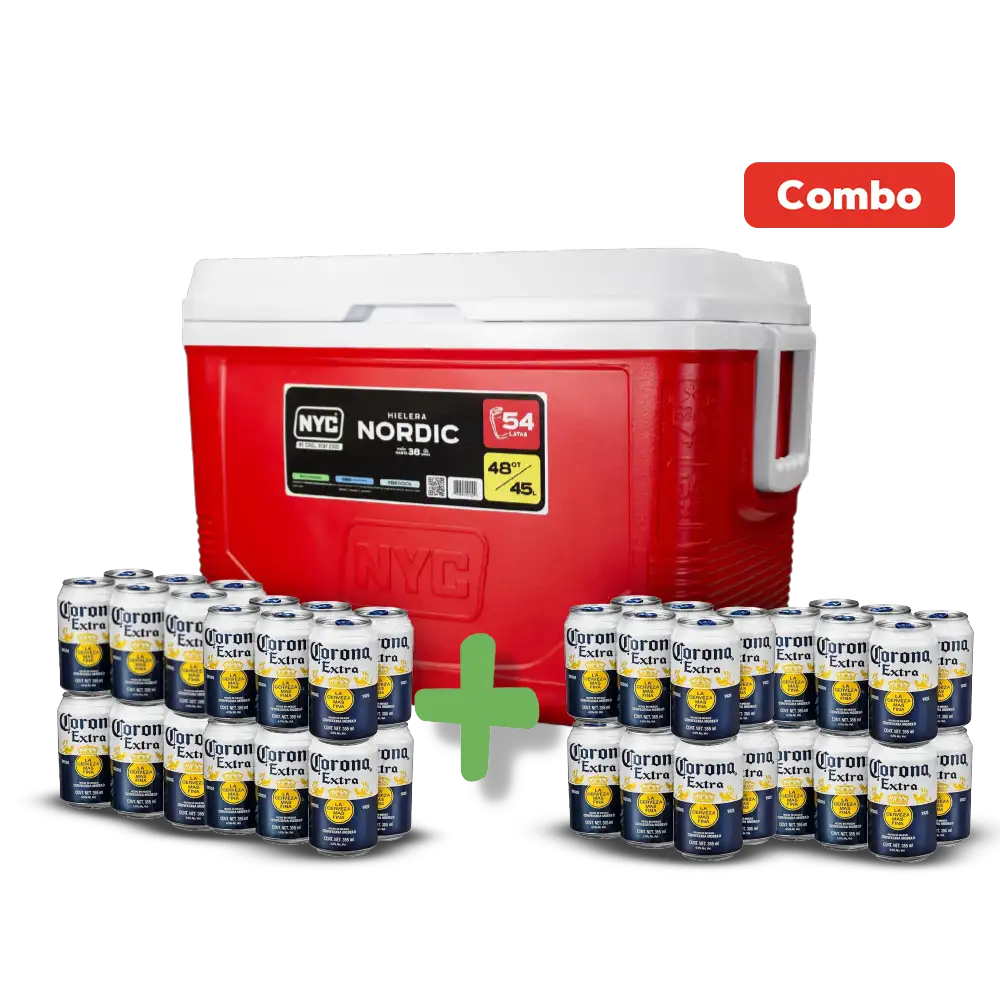 COMBO HIELERA NYC 48 QTS + CERVEZA CORONA 1  PZA.