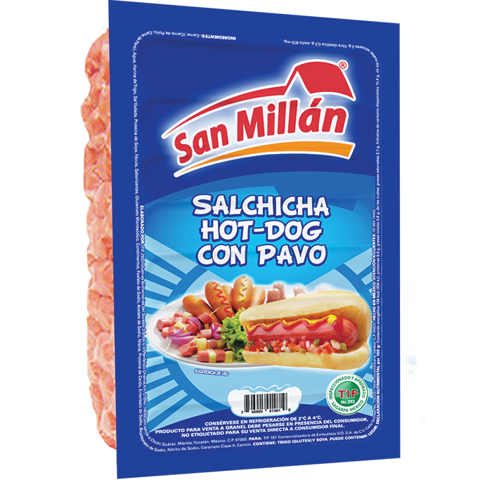 SALCHICHA HOT DOG CON PAVO SAN MILLAN