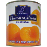 DURAZNO EN MITADES EN ALMÍBAR CORINA LATA 820  GR.