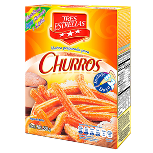 HARINA PREPARADA PARA CHURROS TRES ESTRELLAS CAJA 500  GR.