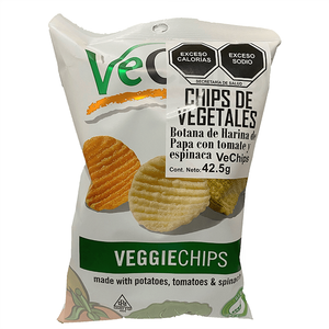 BOTANA DE HARINA DE PAPA TOMATE Y ESPINACA VE CHIPS BOLSA 42.500  GR.