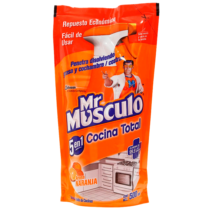 LIMPIADOR LIQUIDO MR MUSCULO COCINA TOTAL 5 EN 1 DOY PACK 500  ML.